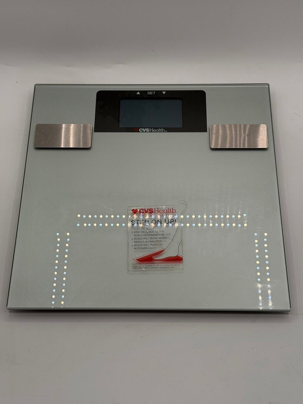 CVS Health Digital Glass Body Analysis Bathroom Scale – Silver Tempered Glass